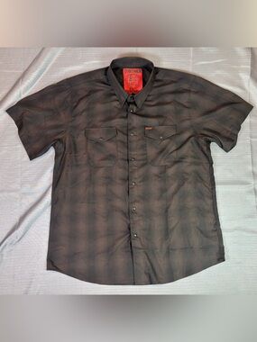 Dixxon Darkness Bamboo Blend Short Sleeve Shirt XL Black Plaid Snap Front Reaper
